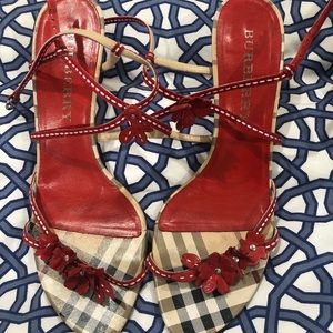 Authentic Burberry red strappy sandals